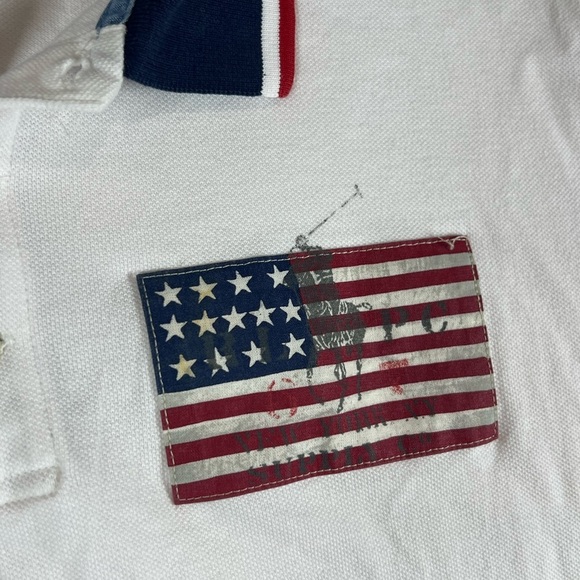 Polo Ralph Lauren XL White and Blue Polo Shirt American Flag UsA 4th of July - Picture 3 of 9